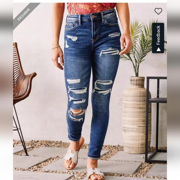 Bridge of Gly Elliott high rise skinny jeans distressed high stretch 24 - Picture 6 of 11